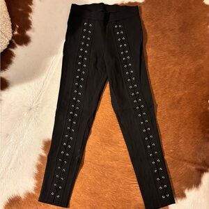 Black Lace-Up Women's Pants
